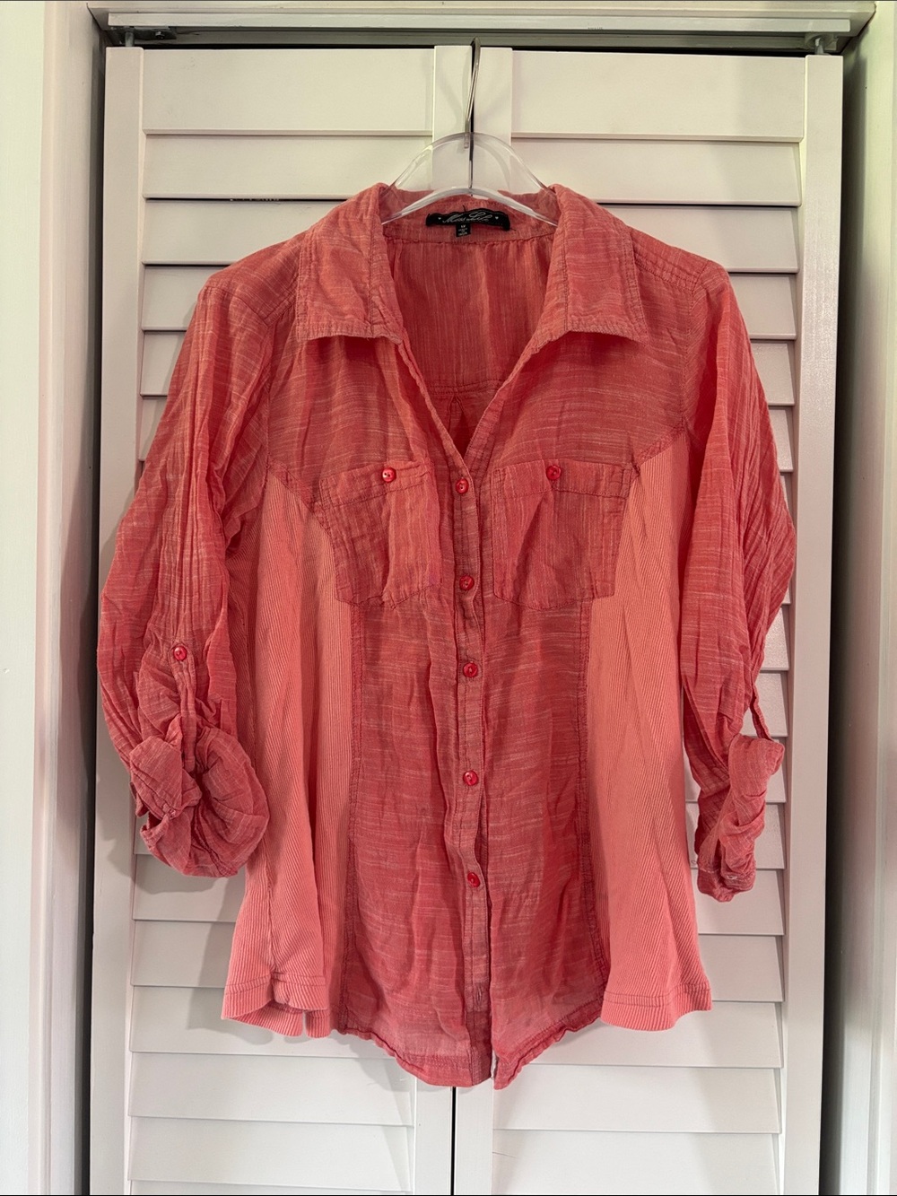Miss Lili Coral Button-Down Blouse